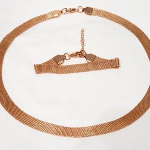 Mesh Bracelet(7.5") & Necklace(20") set in Rose Gold over 317L Stainless Steel
